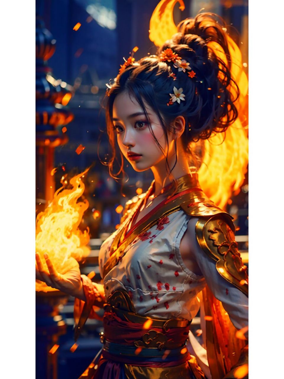 【手机壁纸】炎炎夏日的火系魔法少女 #手机壁纸#0202#神明少女