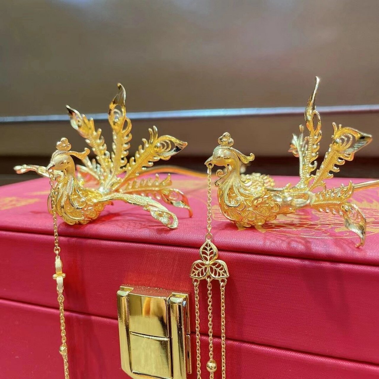 黄金婚嫁凤钗42克