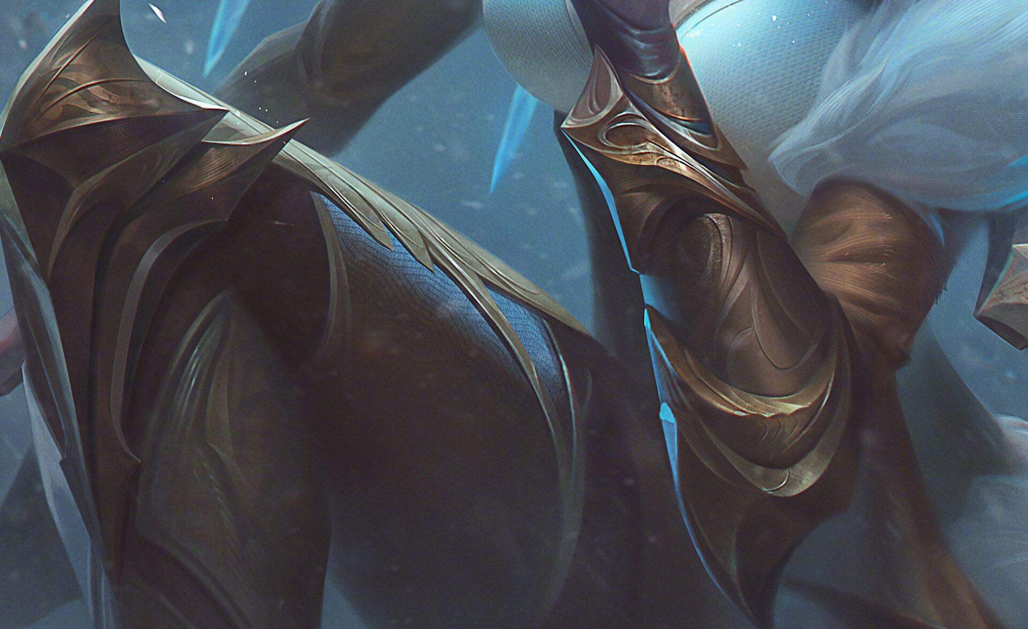 英雄联盟12周年#【冰霜之刃 艾瑞莉娅 炫金 原画细节】来自pandart