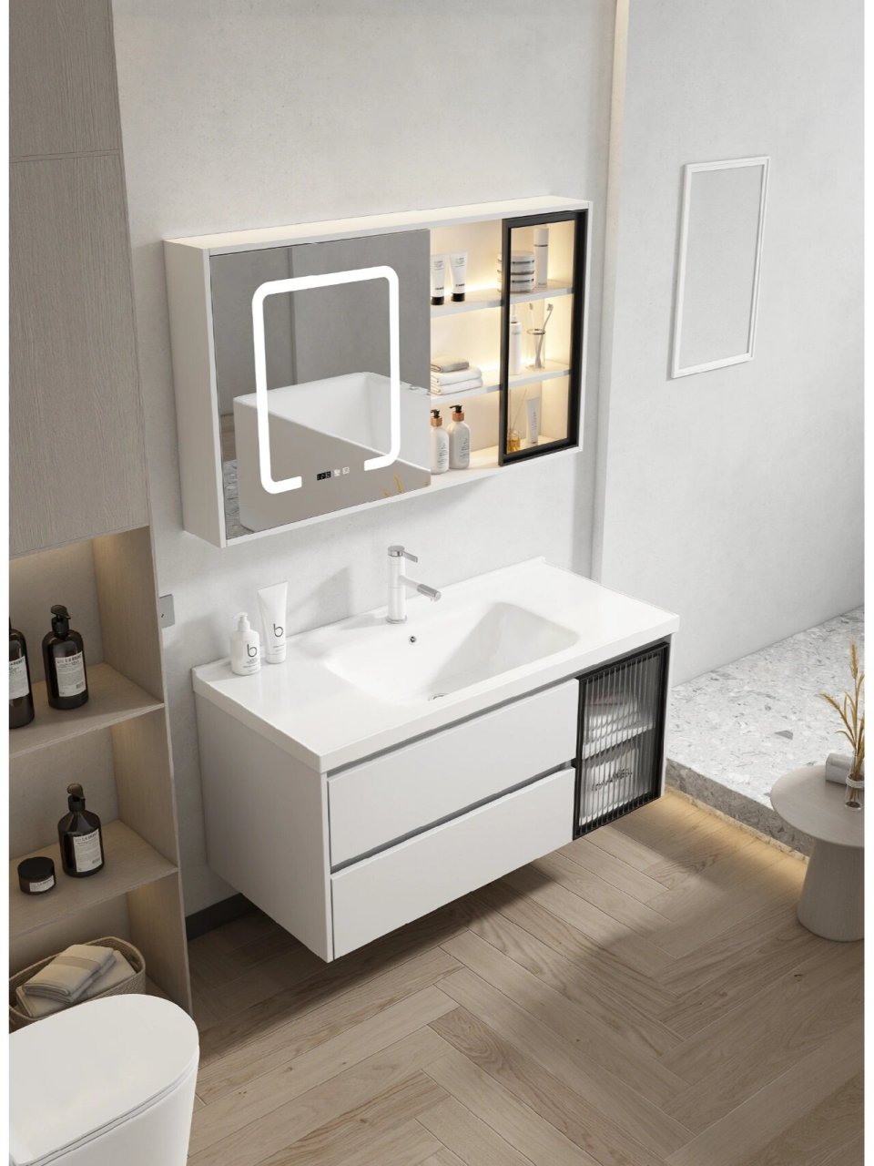 浴室柜就选多层实木免漆柜 作为一个销售过多种材质浴室柜的销售员,我