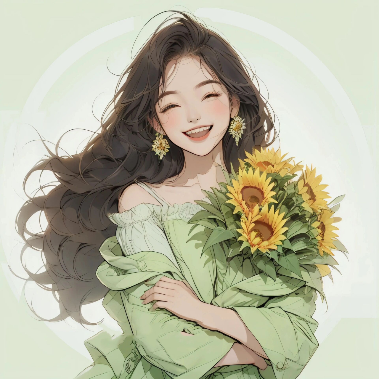 女生头像治愈系向日葵女孩9799 73 96 surprise 7814