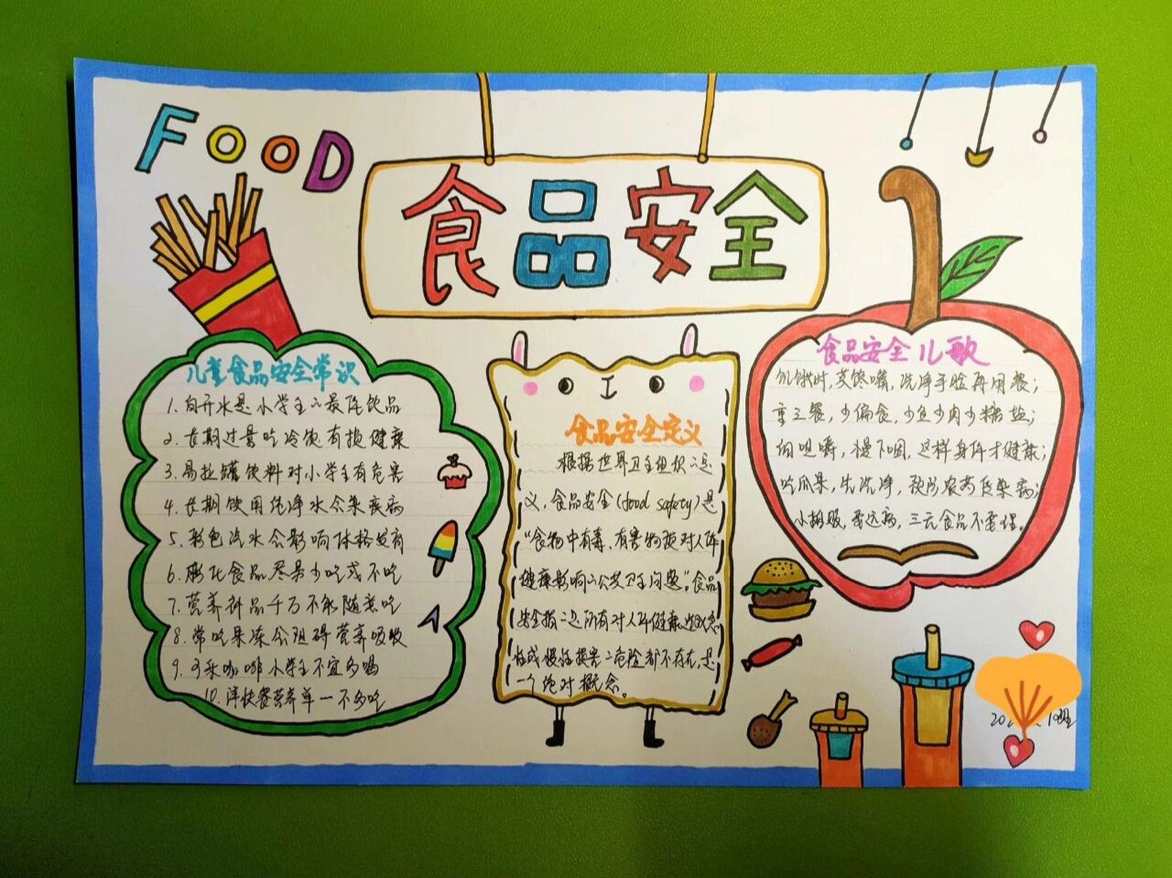 食品安全手抄报  手抄报 一年级时的手抄报,家长做