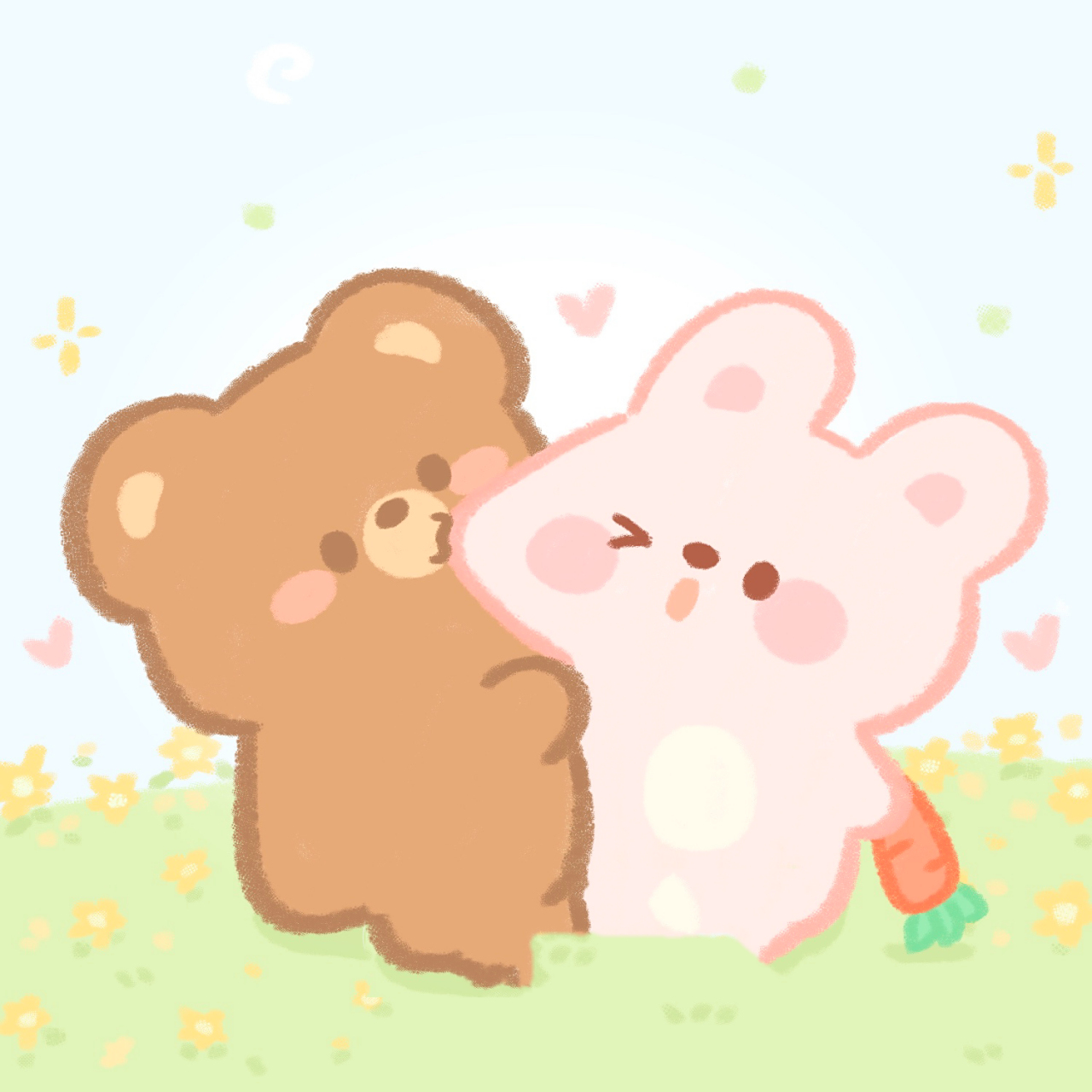 07熊兔情头|啾咪一大口! 92的脸肉嘟嘟的很好rua!