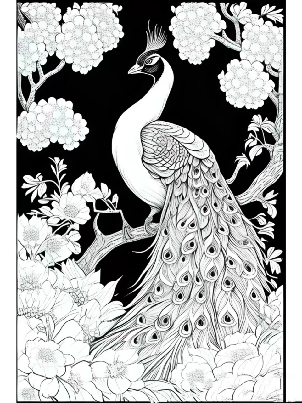 线描《孔雀》 吉祥,幸福,高洁华贵. 聪明,善良,自由,和平. 长寿之意.