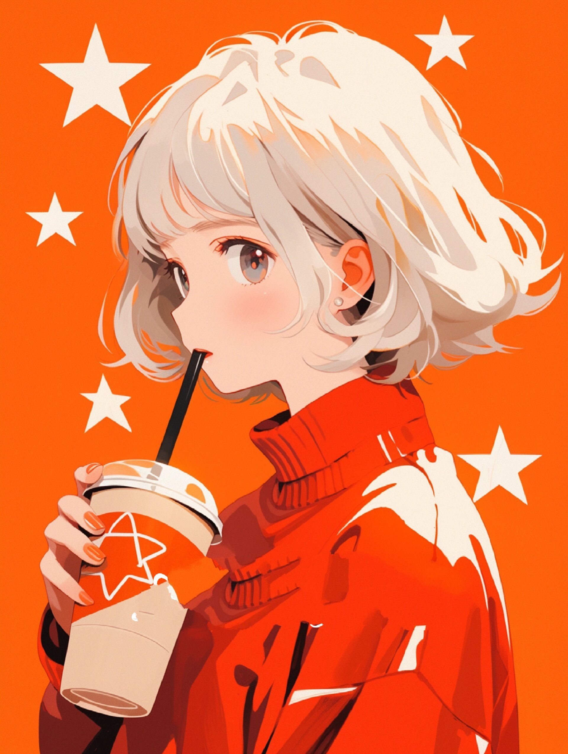 极简风·橙色系·女生头像