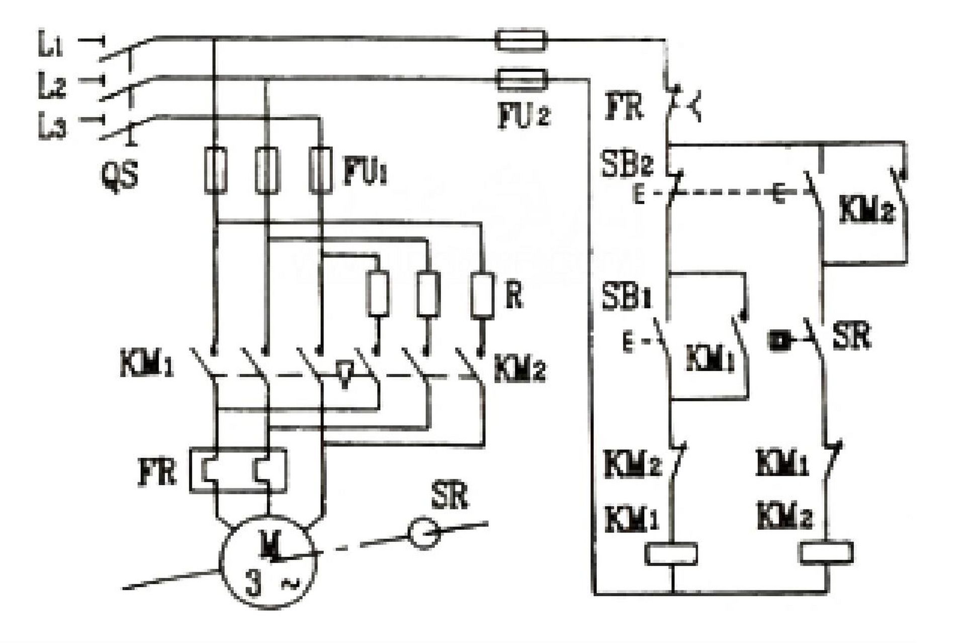 三相电动机单向启动反接制动控制电路图解 依靠改变电