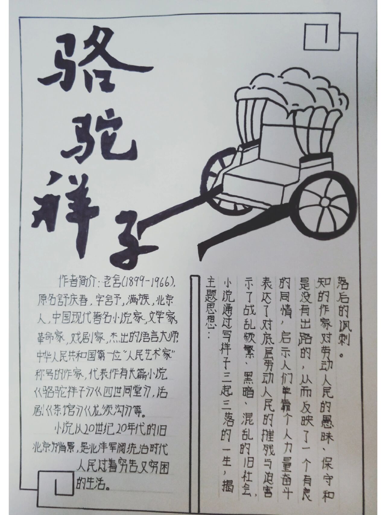 《骆驼祥子》读书推荐卡