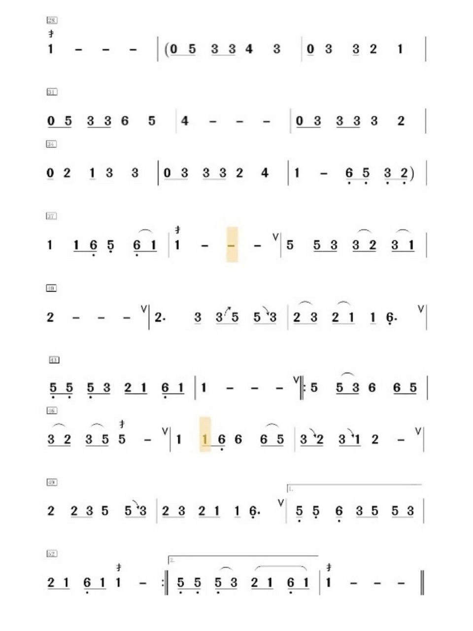 最亲的人数字简谱图片