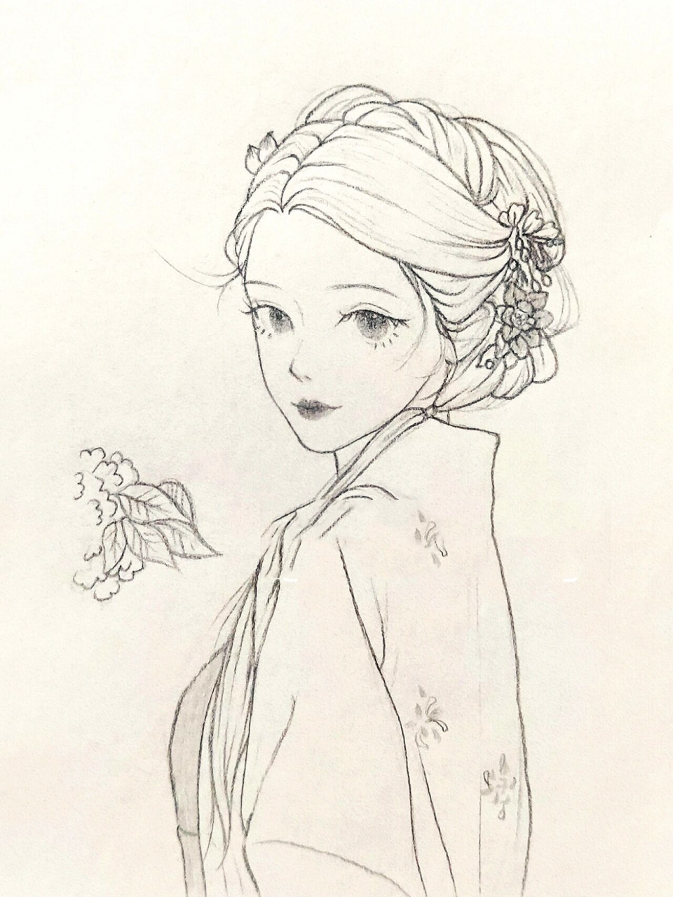 今天画了一个美女回眸, 是这位小姐姐  78手绘工具:0