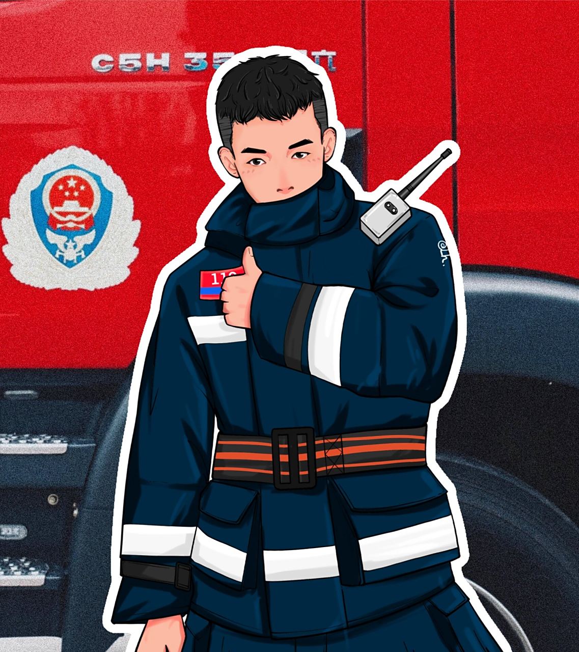 手绘头像 消防员小哥哥 98996902