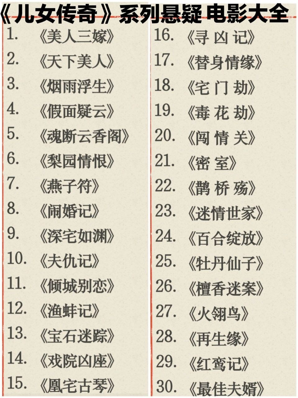 分享推荐《儿女传奇》系列悬疑电影大全 214.