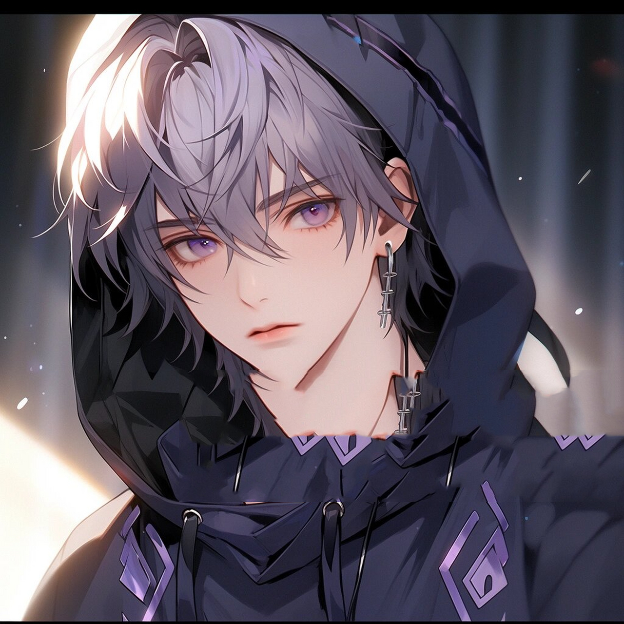 男生头像|紫发连帽外套帅气高冷校草