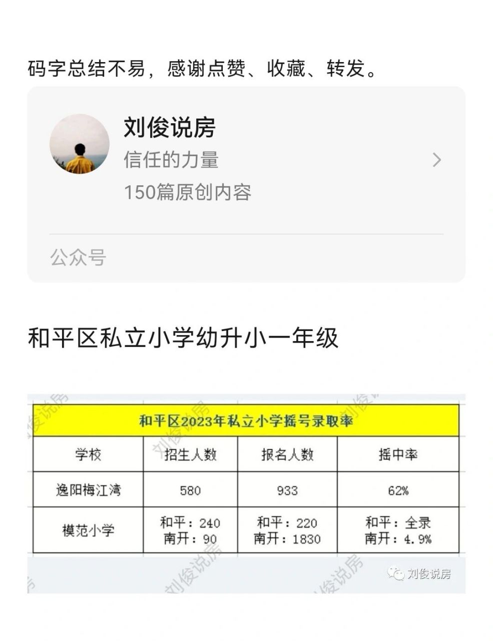 和平区2023年私立小学摇号中签率 逸阳和模范的学费一样,都是每学年