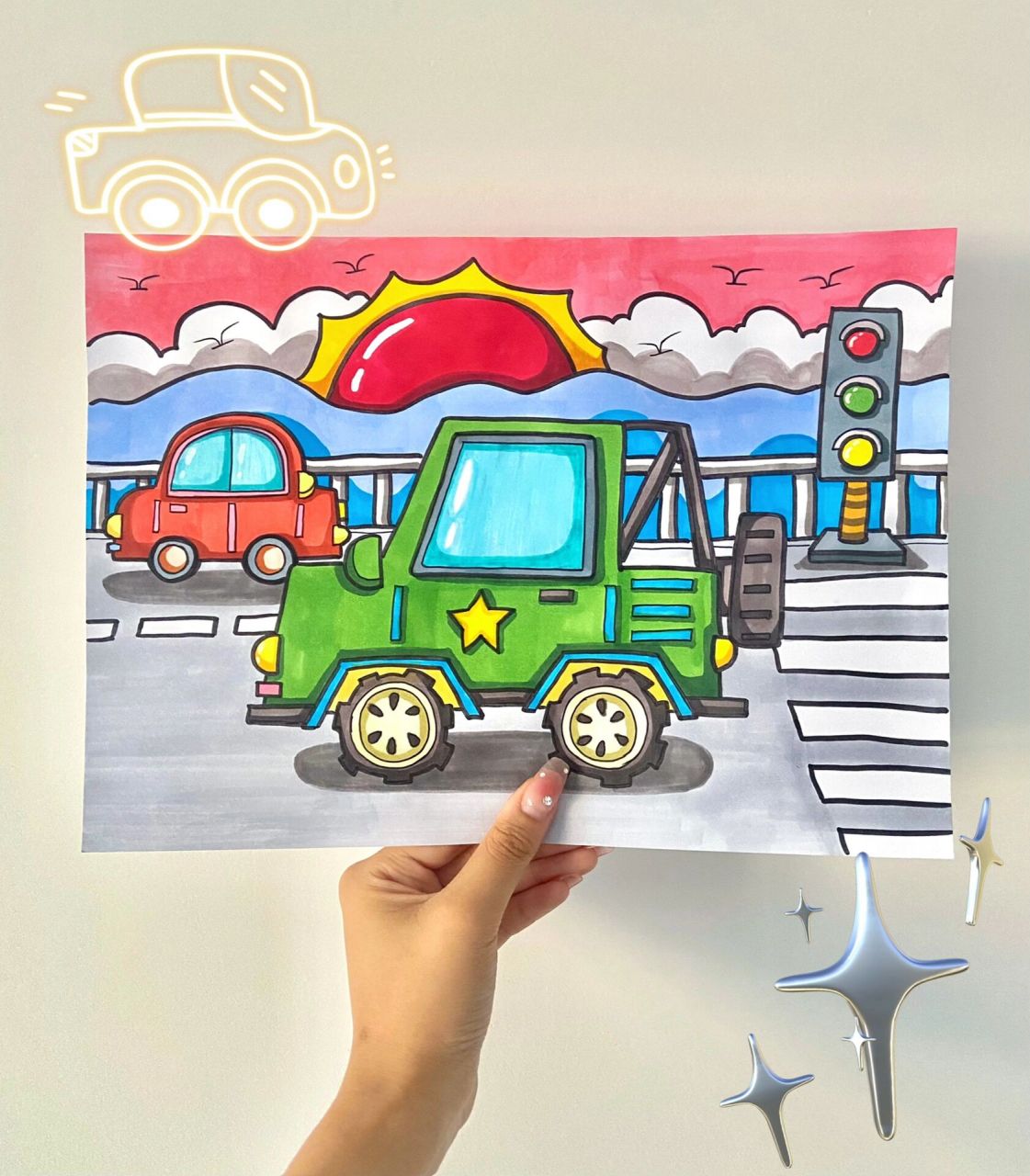 【177】马克笔儿童画《小汽车》 08滴滴滴,07小汽车开过来啦!