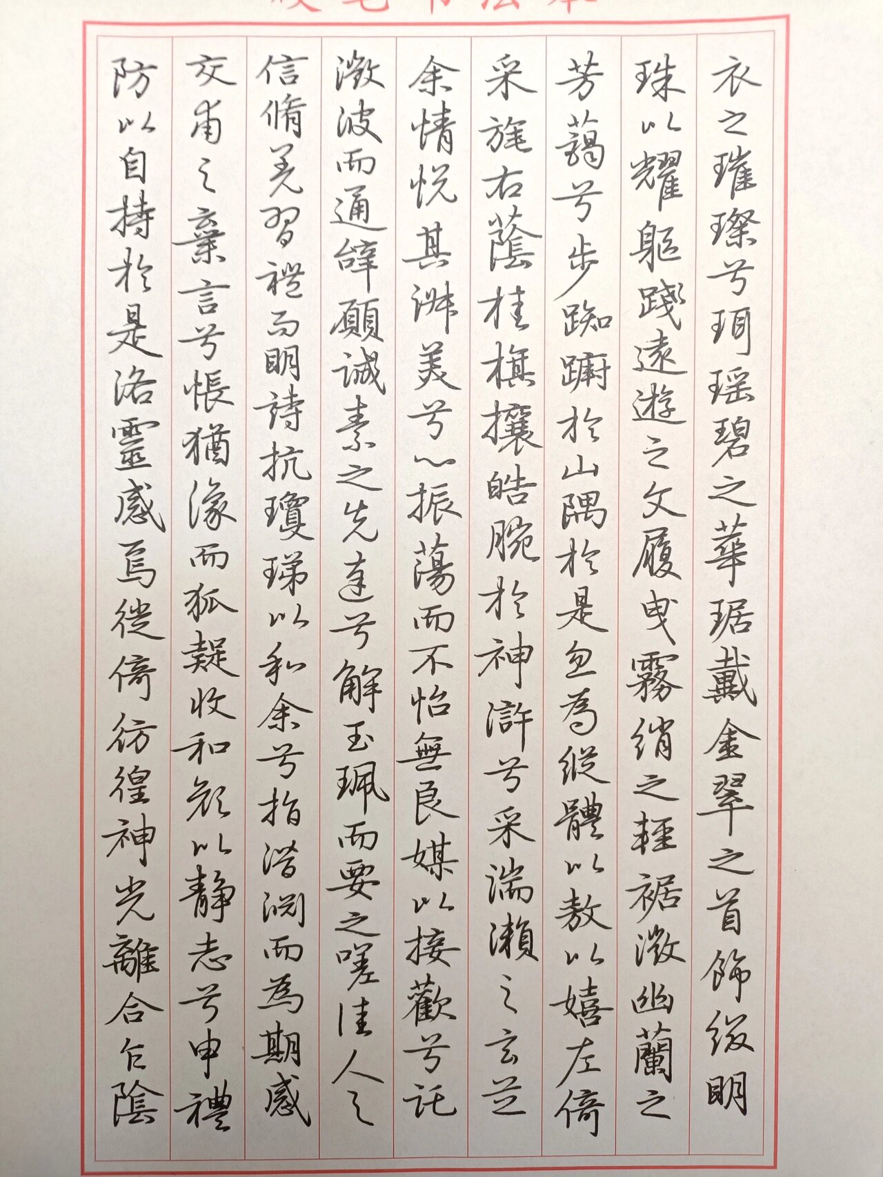 硬笔行书洛神赋合集