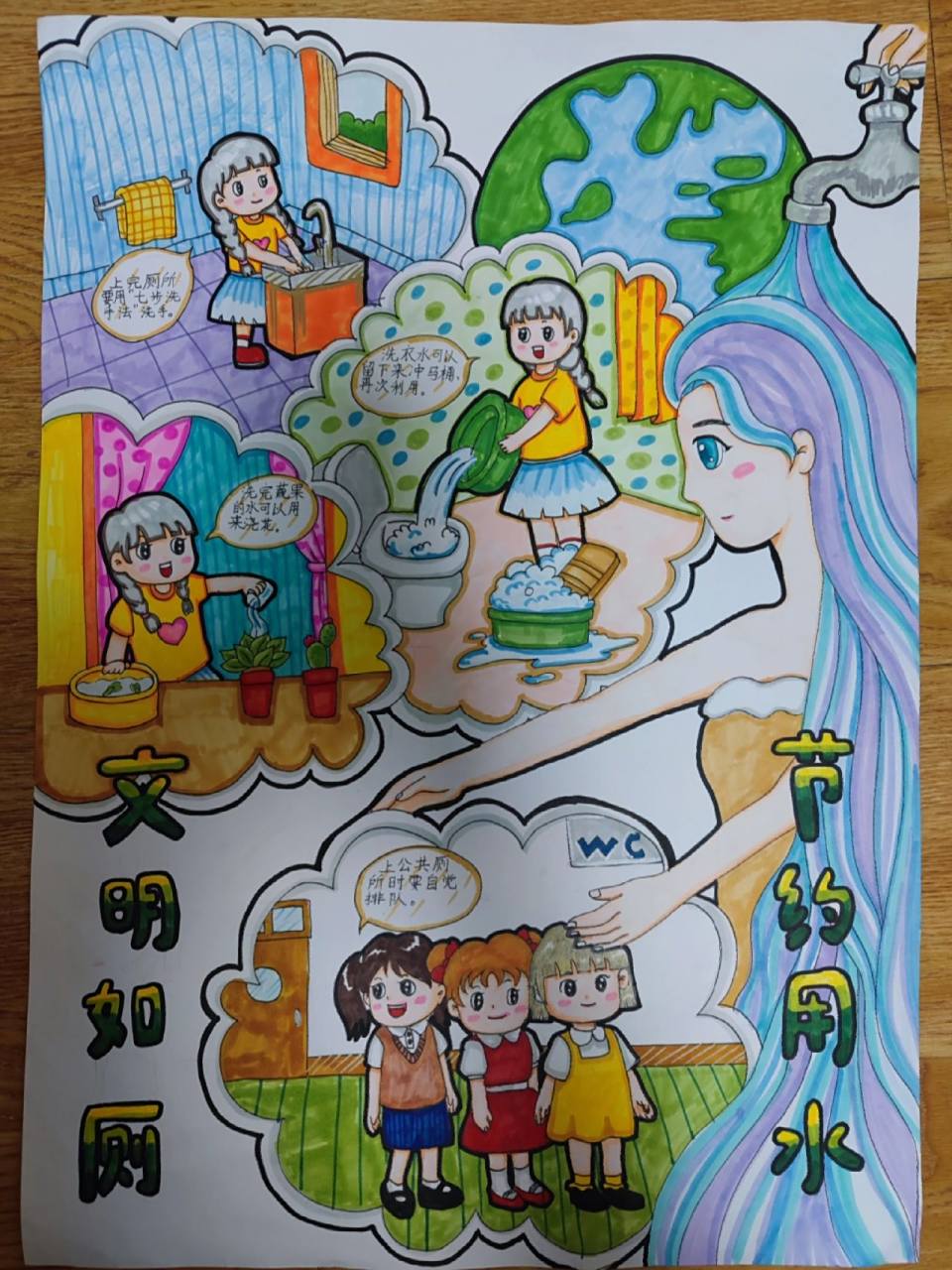 文明如厕 节约用水 手抄报 文明如厕 节约用水 手抄报