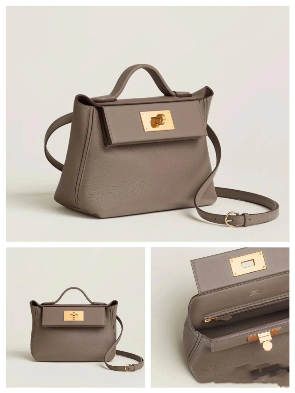 台灣出 hermes 2424 mini 大象灰金釦 台灣官網購入,全新b刻,售338000