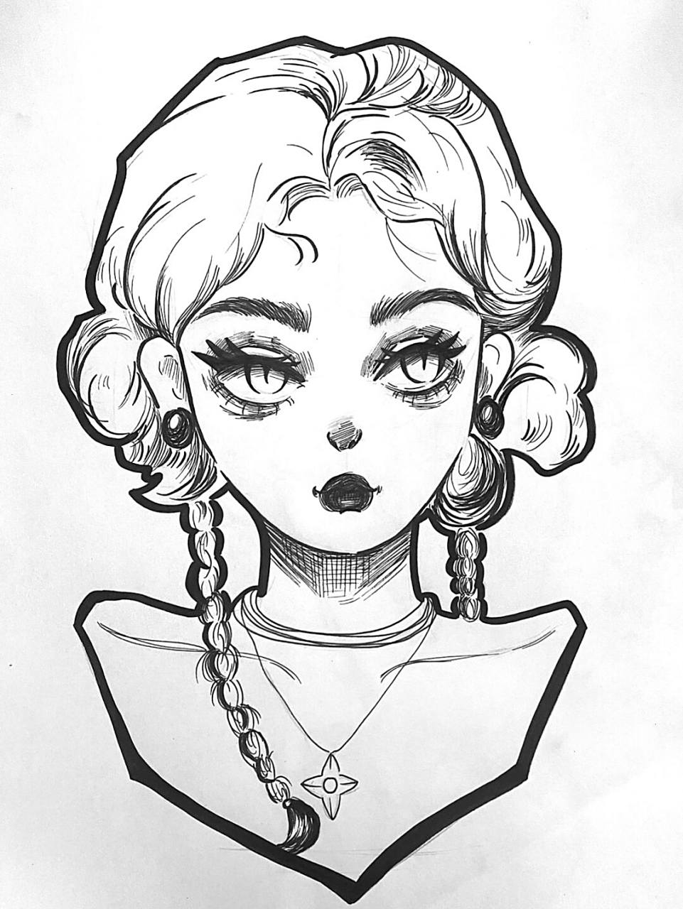 黑白线描人物 #线描##线描画# #黑白线描# #人物线描