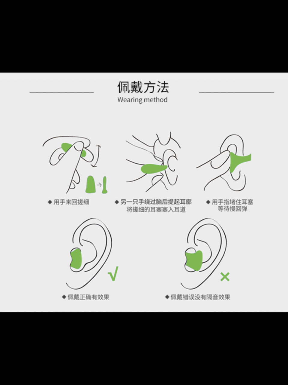 耳塞的正确佩戴方式 029969♀15029969♀150299