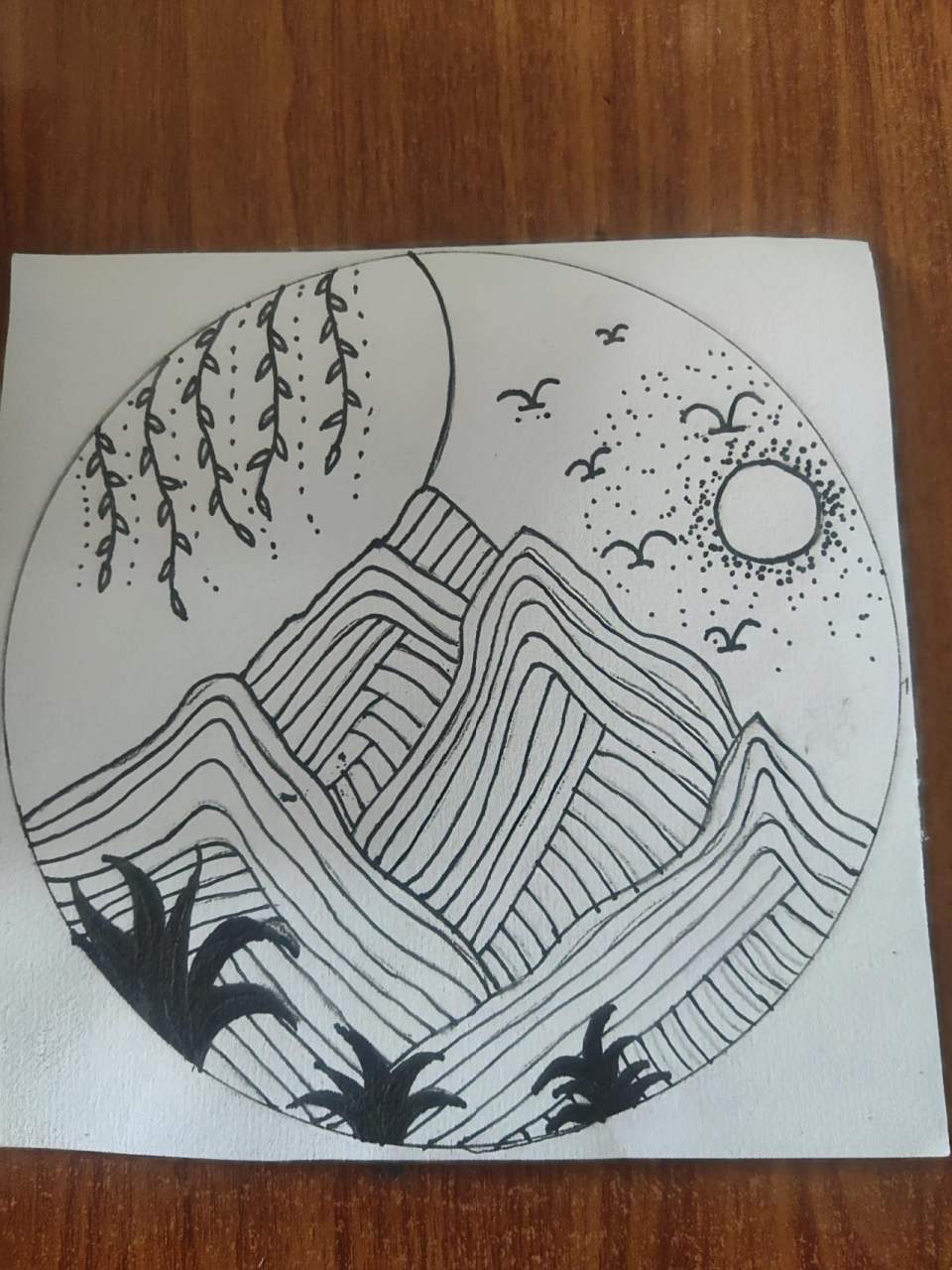 点线面构成图之春夏秋冬 15×15cm的素描纸,勾线笔,成系列的图画,又是