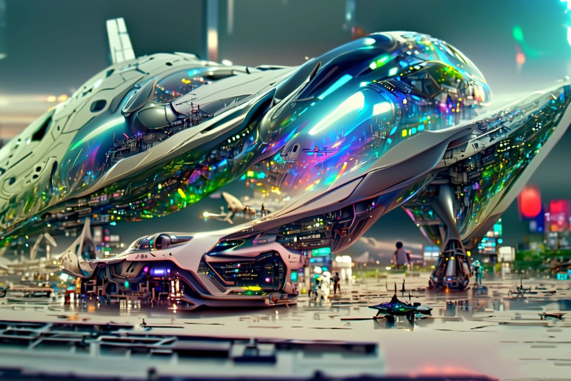 ai绘画之未来感科幻飞船