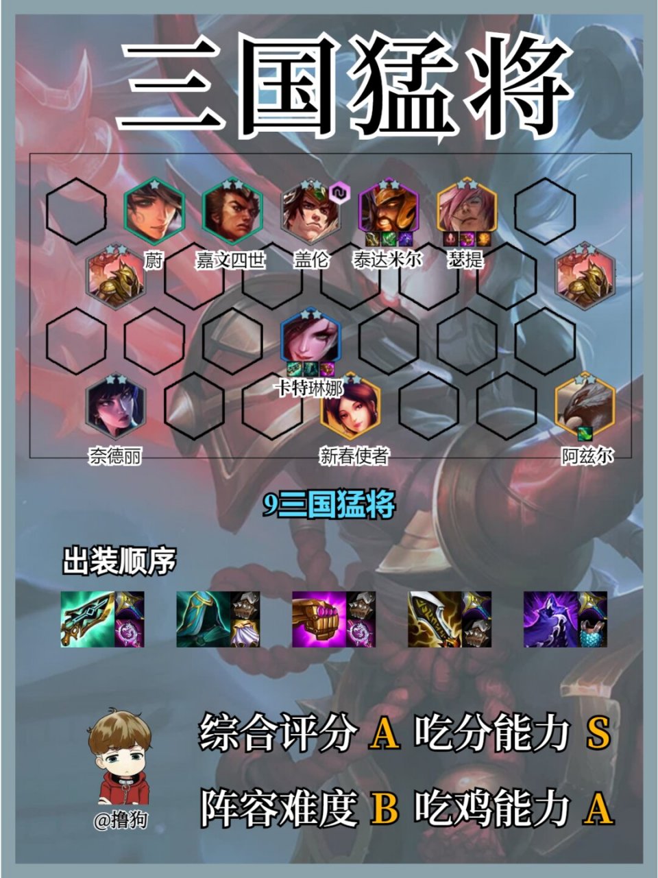 三国猛将百搭阵容,什么五费卡搭到三国纹章都厉害 纹章是铲子 腰带