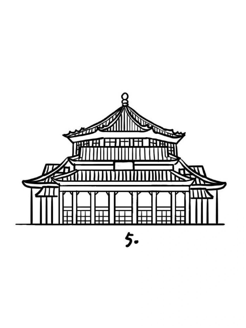纪念堂|地标建筑简笔画教程20 地标建筑第20个作品-广州中山纪念堂