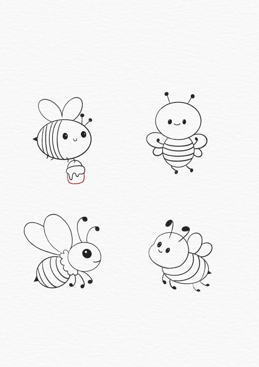 小蜜蜂简笔画 五一劳动节到了,手抄报,画画必备的小蜜蜂来啦!