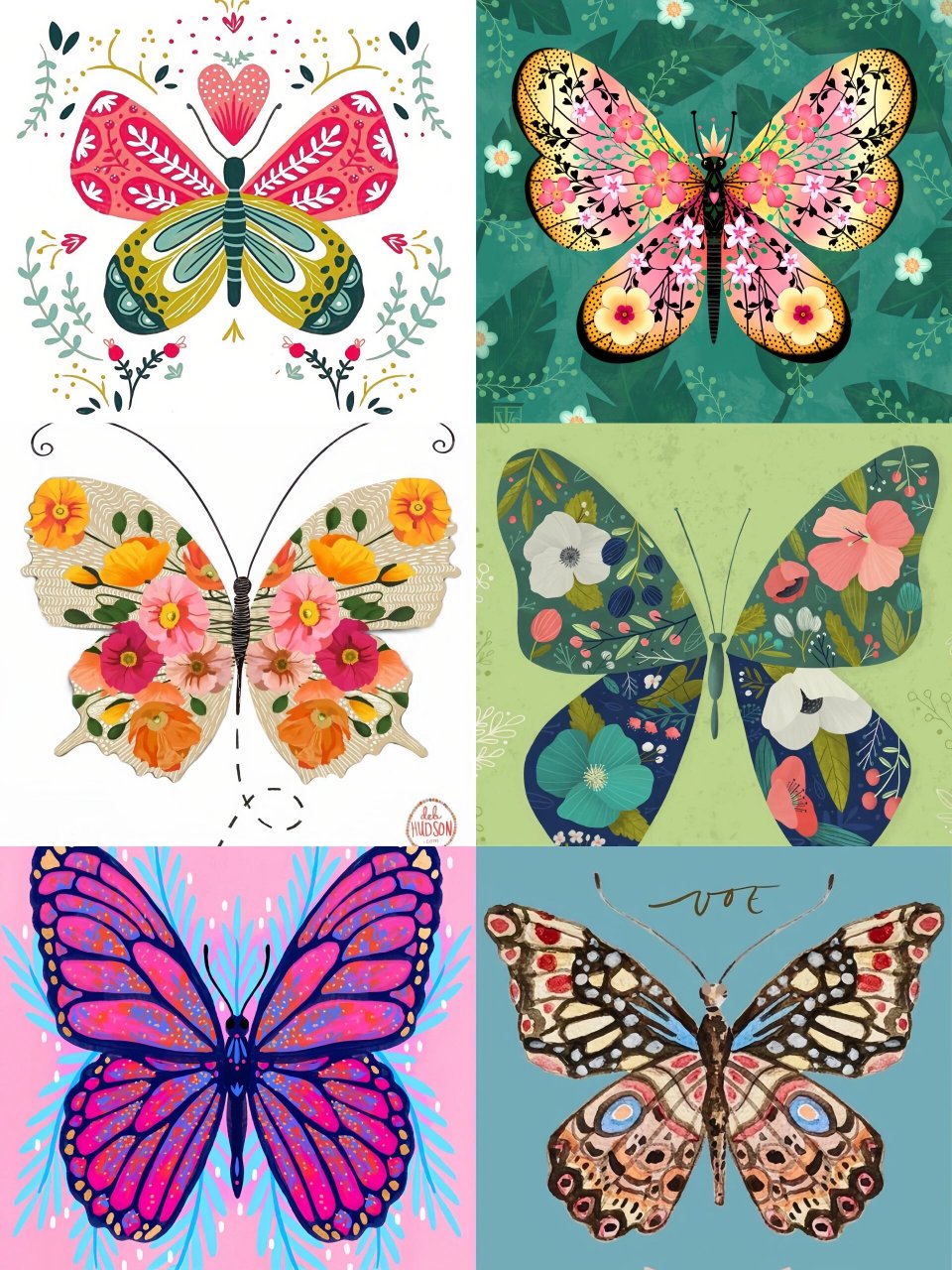 简笔画素材|手帐素材|最美蝴蝶一定要收藏