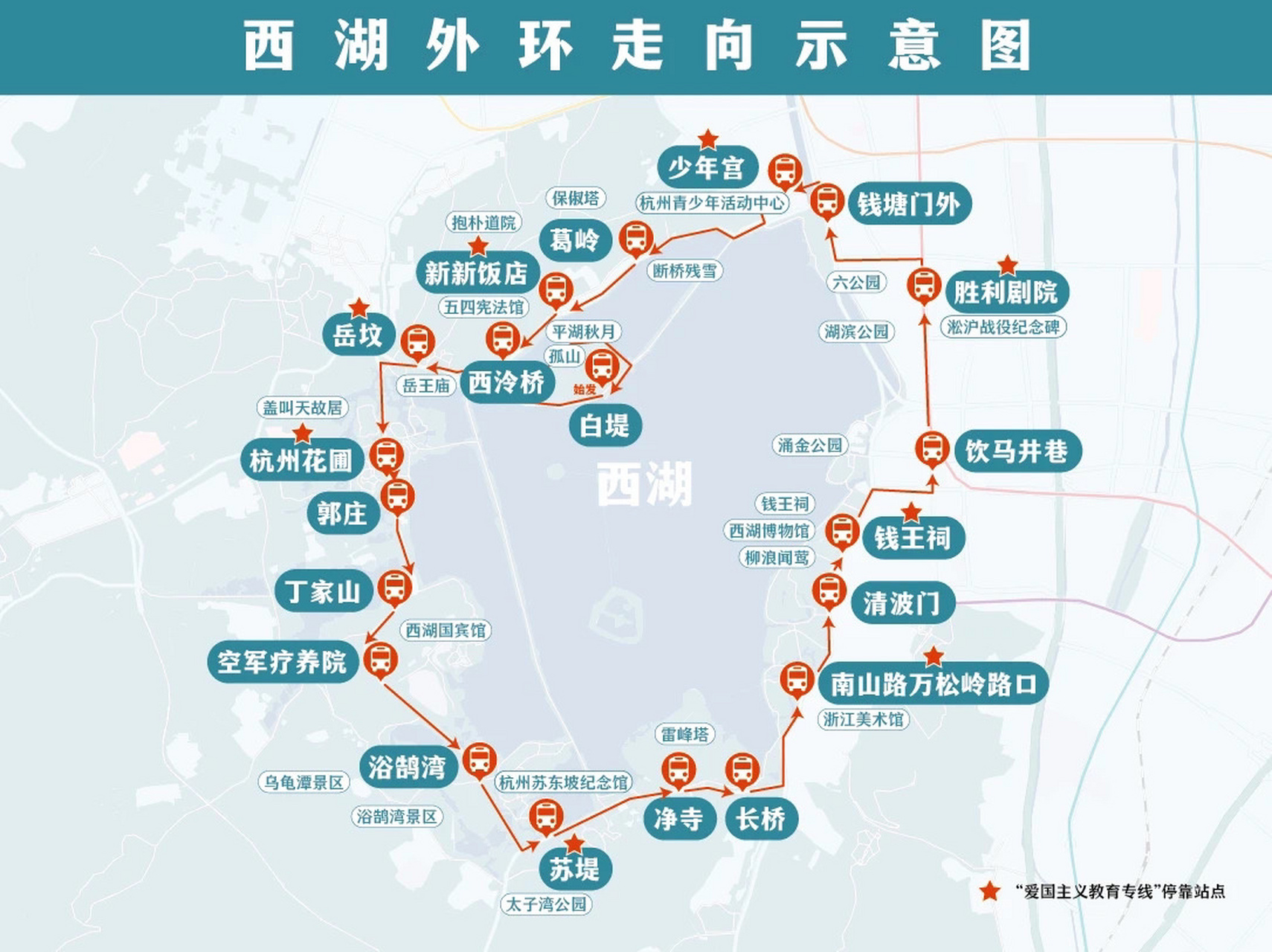 西湖景区观光车路线图图片