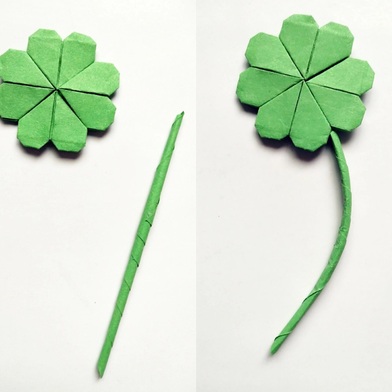 幸运的四叶草 94今天跟大家分享一组绿色四叶草的折纸方法,它可是