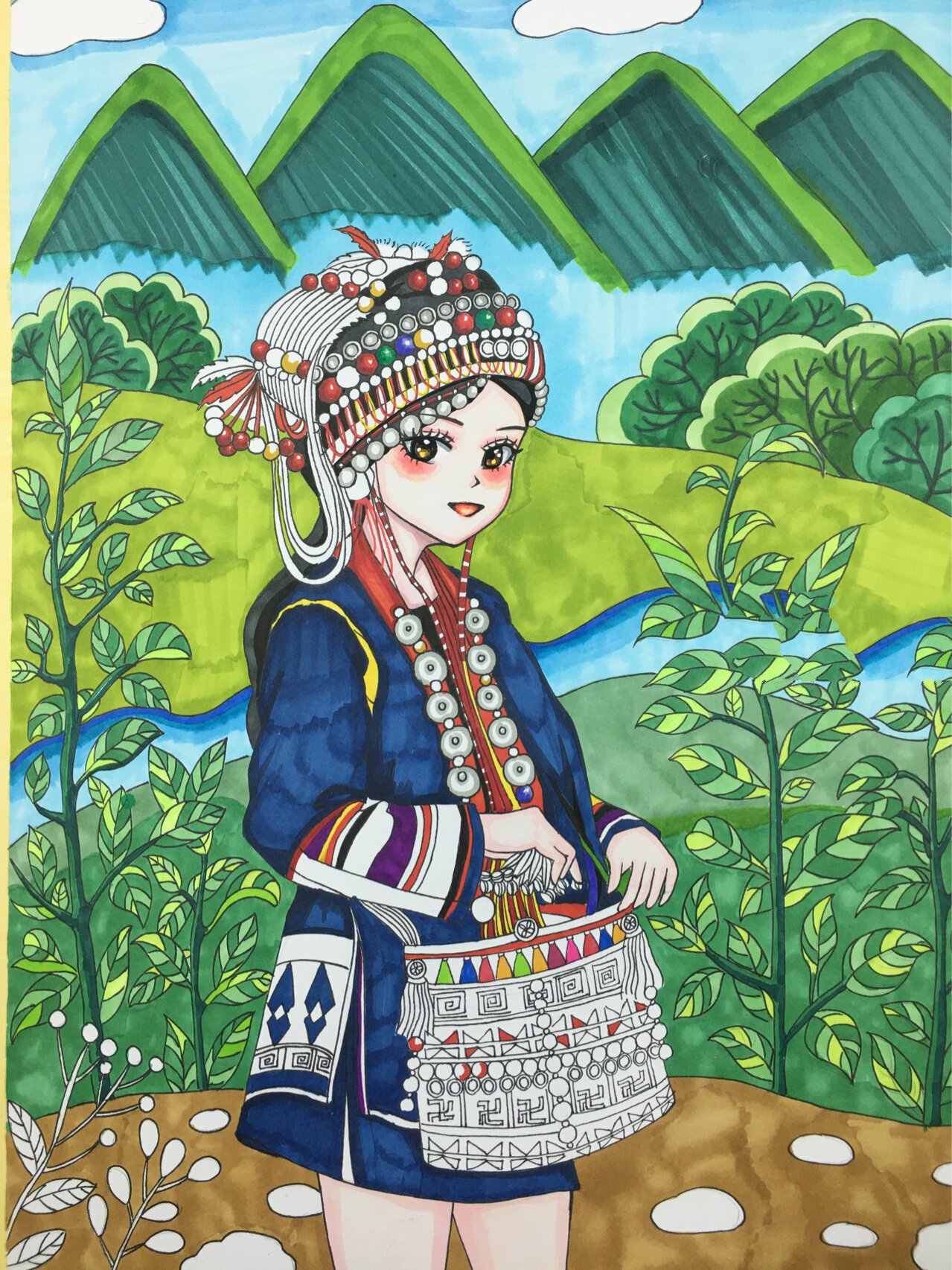 56民族之哈尼族创意绘画/原创/动漫人物