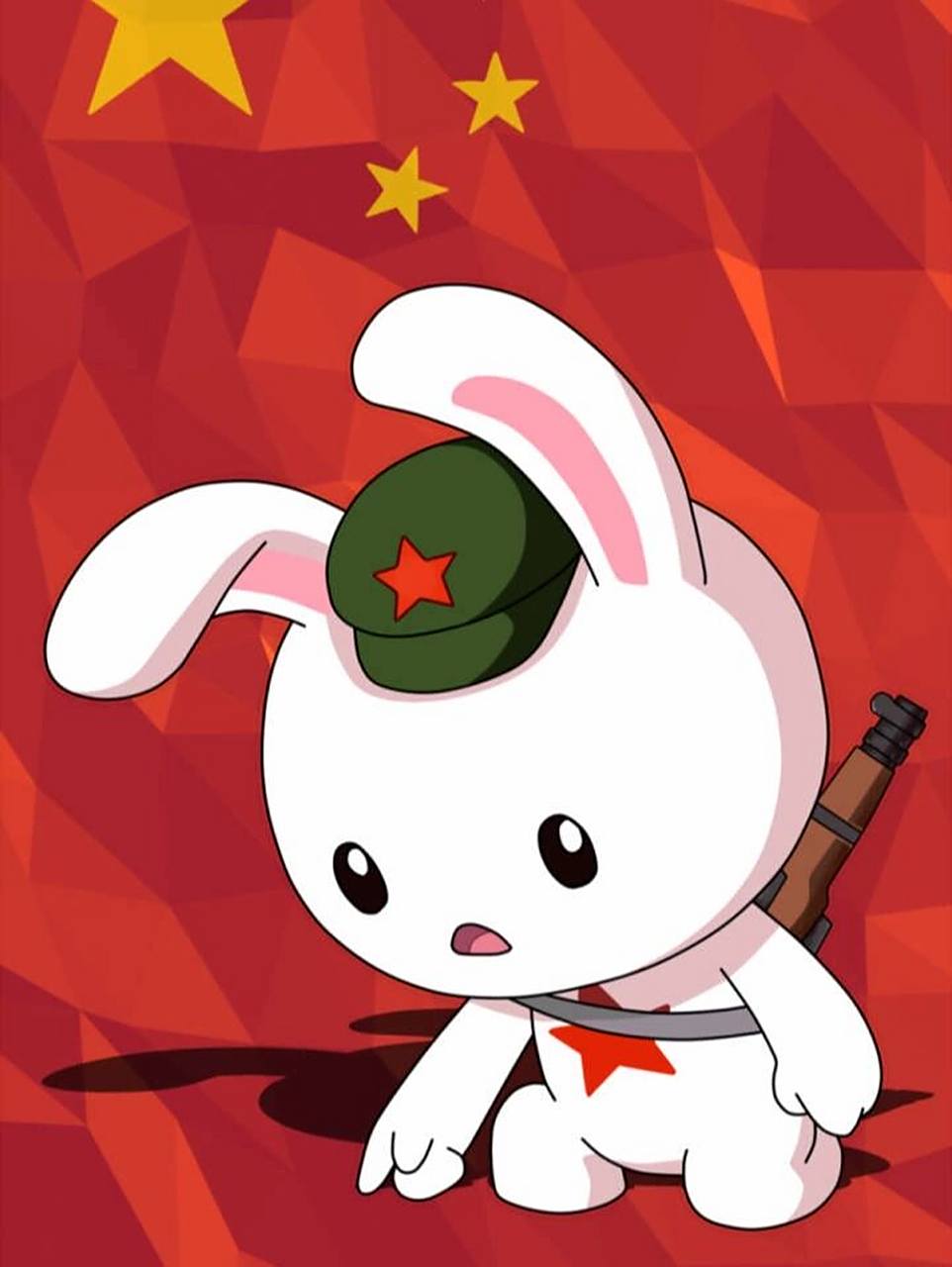 那兔壁纸  红旗下的兔子