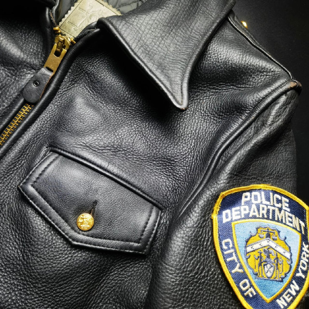 美国制造branded北美野牛皮纽约警察皮衣