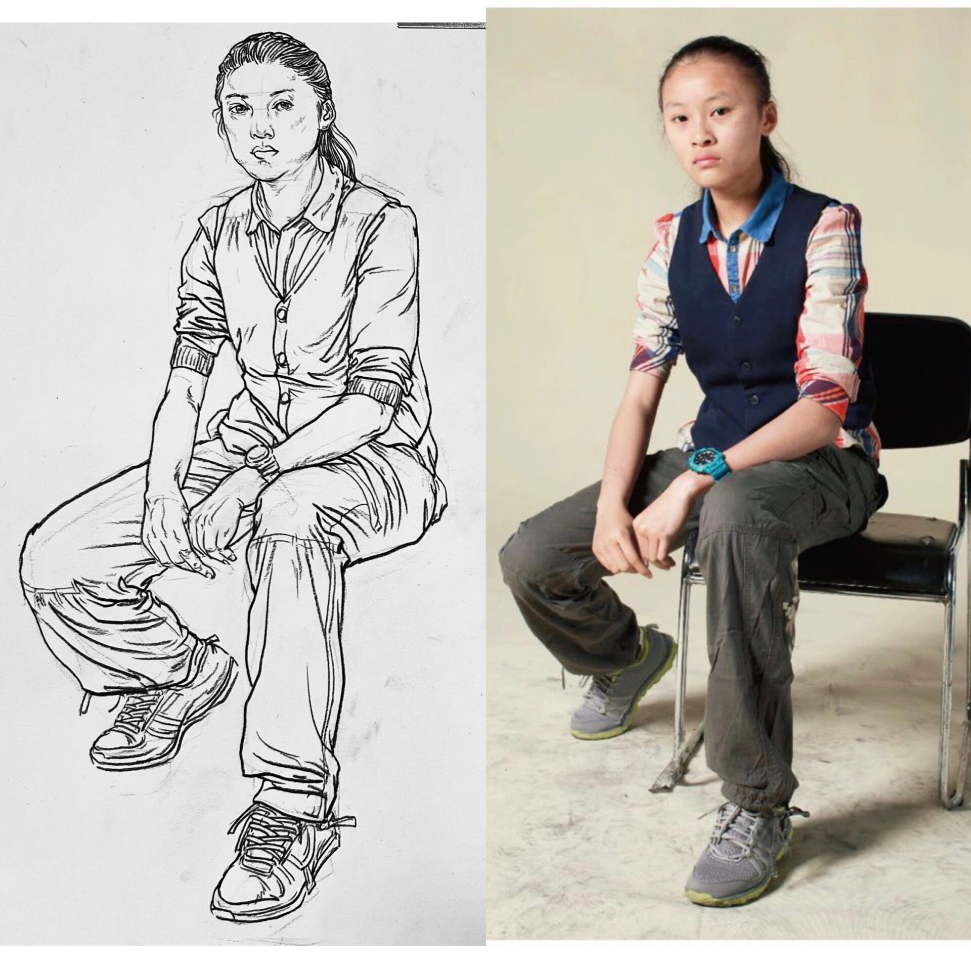 人物速写坐姿