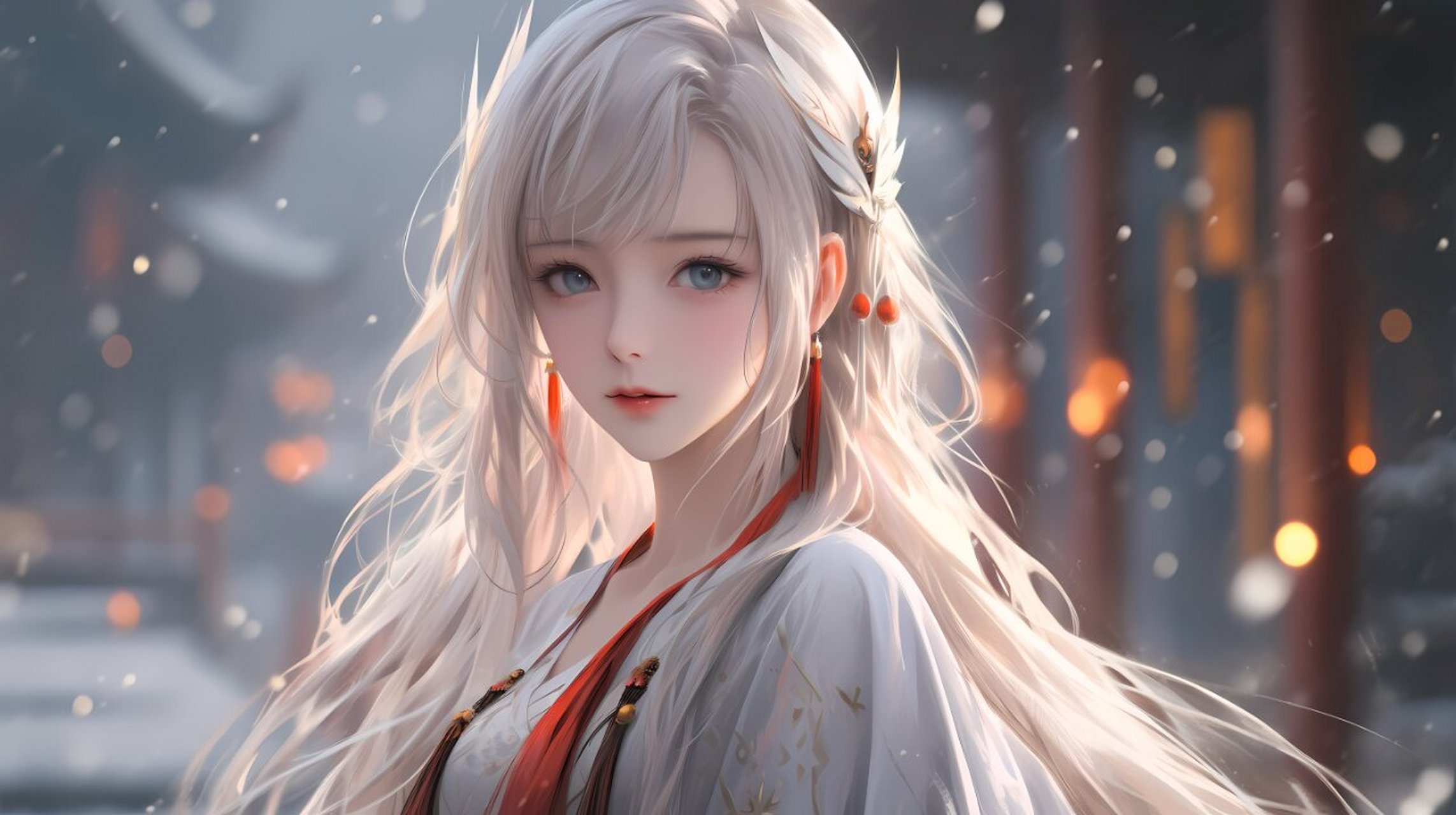 白毛控的国风女神 绝美横屏壁纸