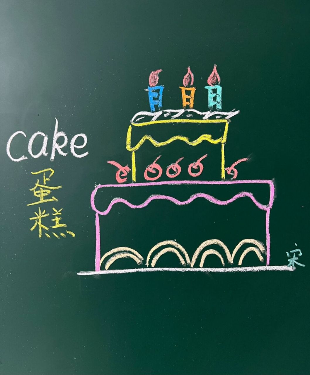 用"三"画生日蛋糕(cake) 今日分享用三字画生日蛋糕,具体步骤如下 1.
