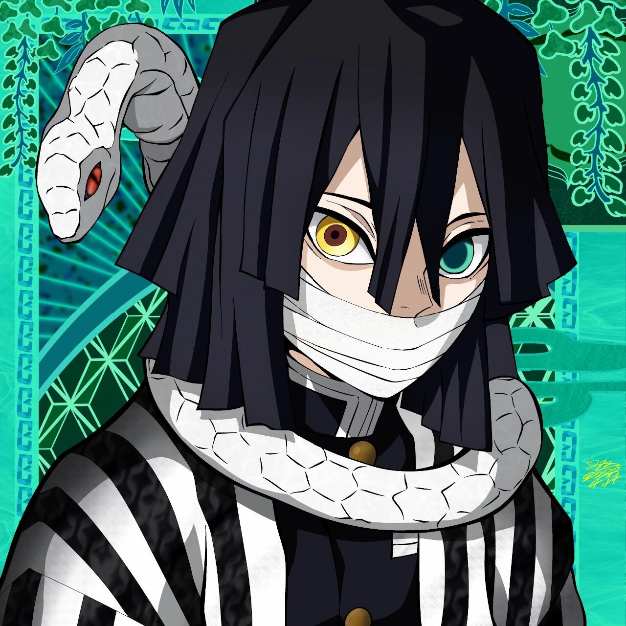 "蛇恋的情头系列已到货请签收"伊黑小芭内 这次重画一次小芭内吧,感觉