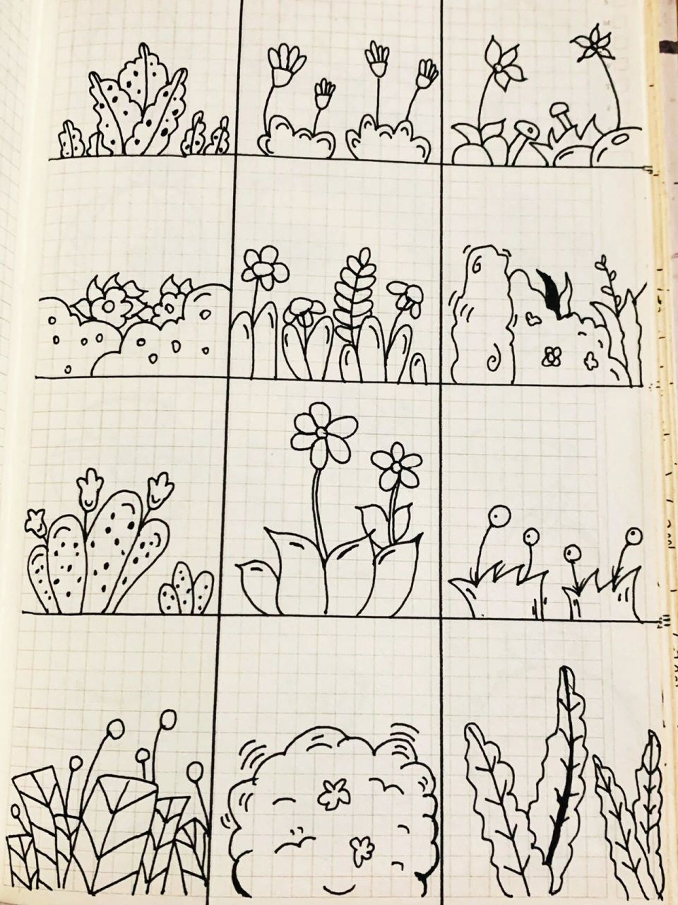 简笔画花草 草丛花草简笔画图片   可以练练手