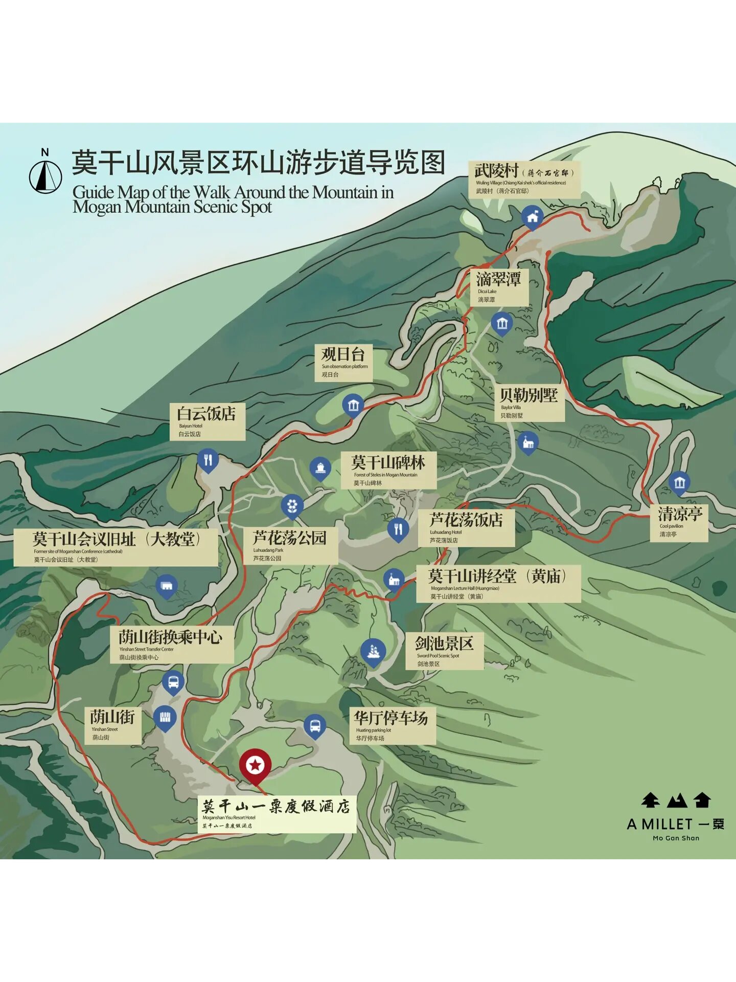 莫干山核心景区各大景点徒步路线l一粟攻略