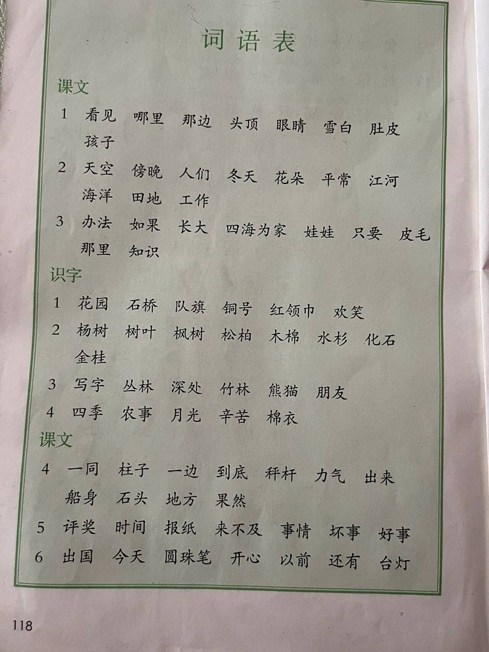 二年级上册词语生字表  人教版二年级上册词语表生字表,留存给娃听写