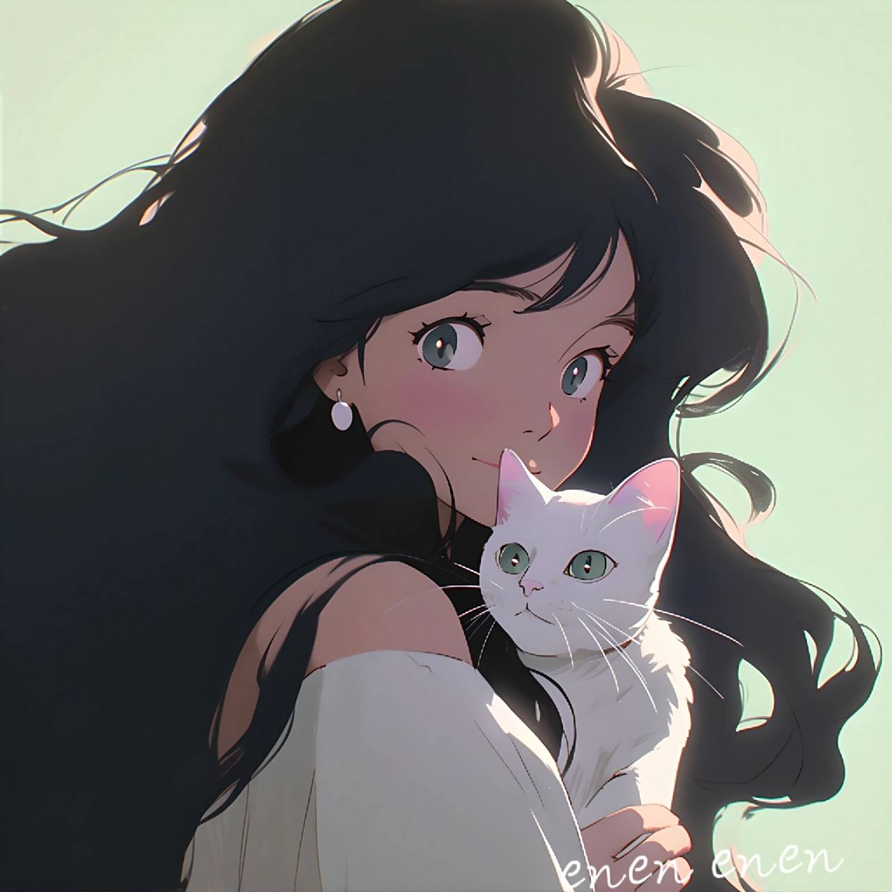 喵喵星人抱猫少女|复古旧漫女生头像