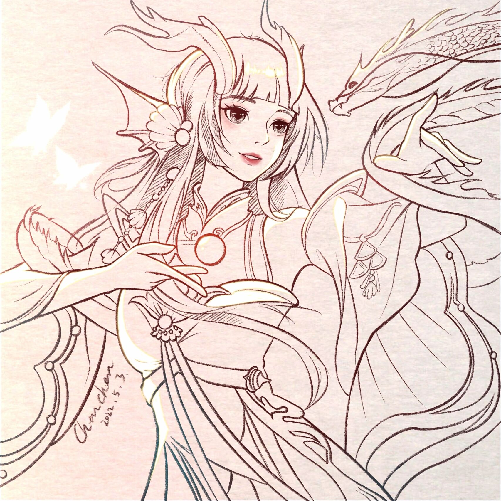 教你画王者荣耀人物——西施(附过程图