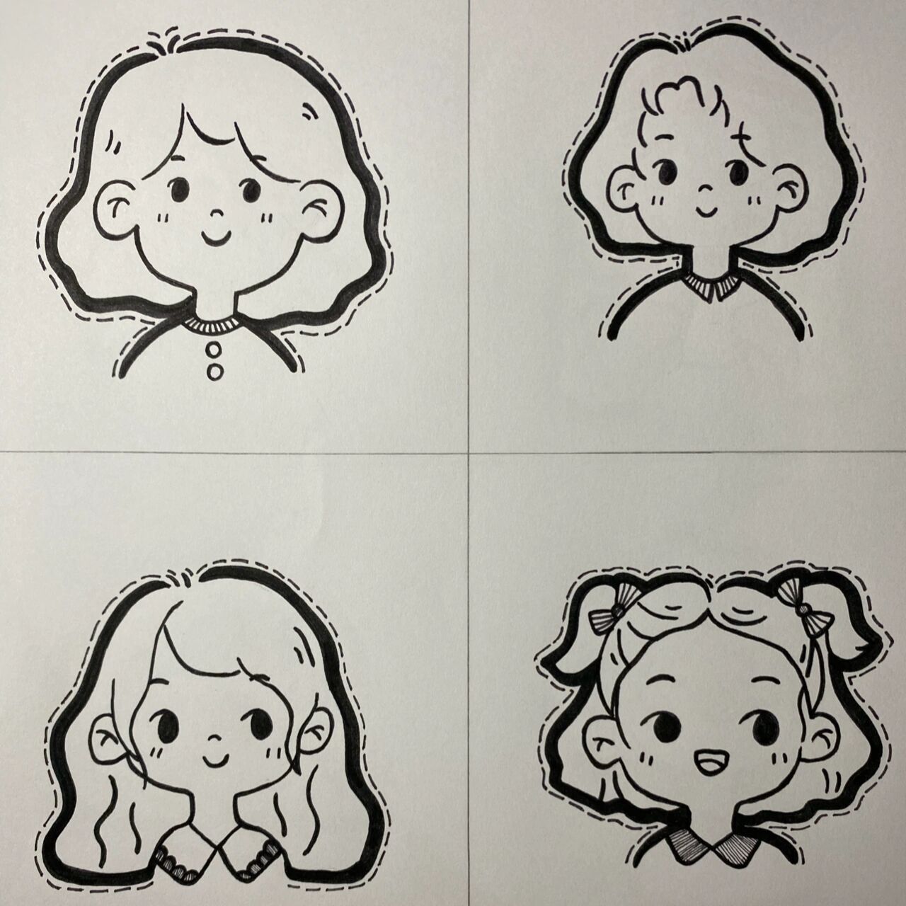 人物简笔画|儿童,青年,老人 10*10的格子,有男女生儿童,青年,老人