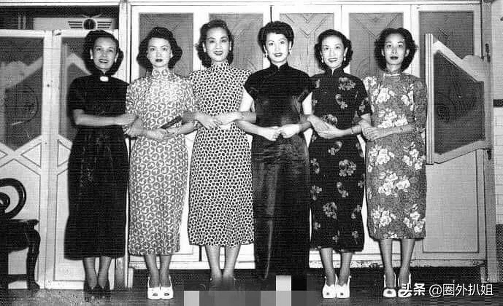 50年代六大粤语片女神(由左至右)容小意,丽儿,白燕,红线女,梅绮,小