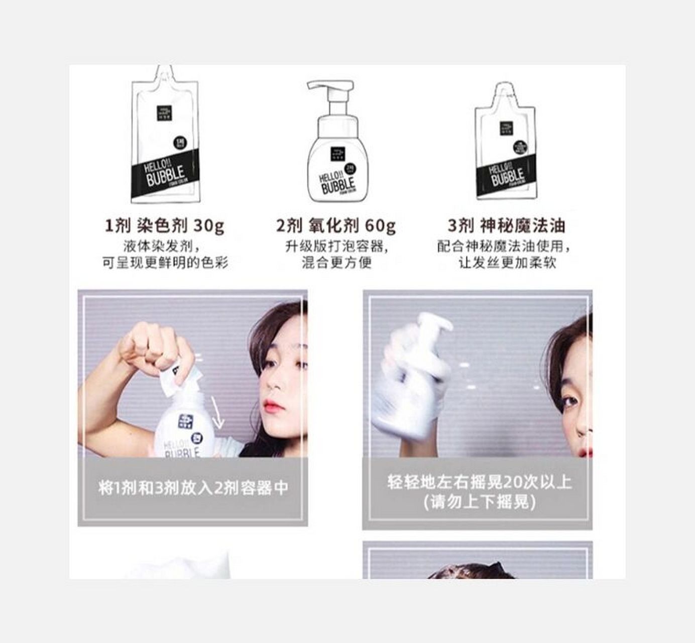 如何使用: 泡沫染发剂使用方法,您可以浏览一下哦: ①将1剂染发 