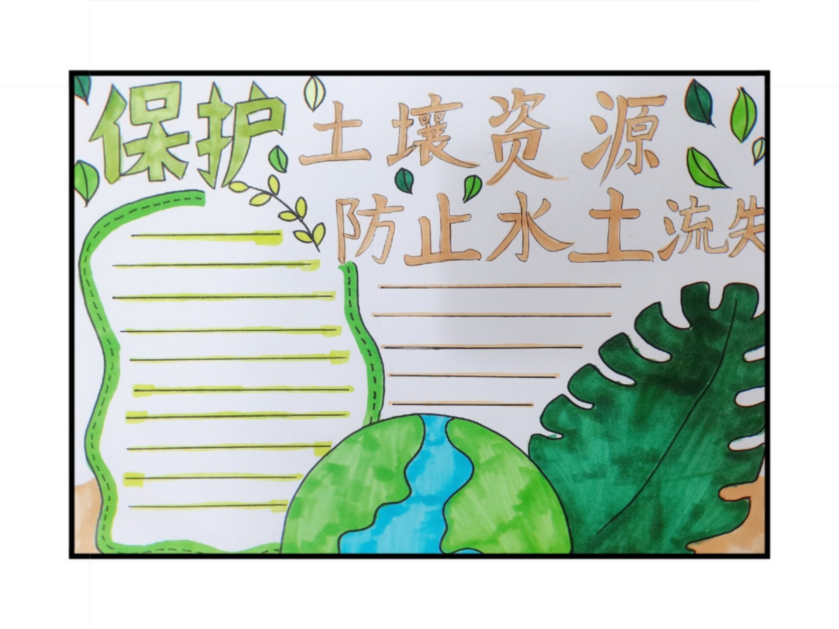 保护环境主题手抄报 保护土壤资源,防止水土流失手抄报