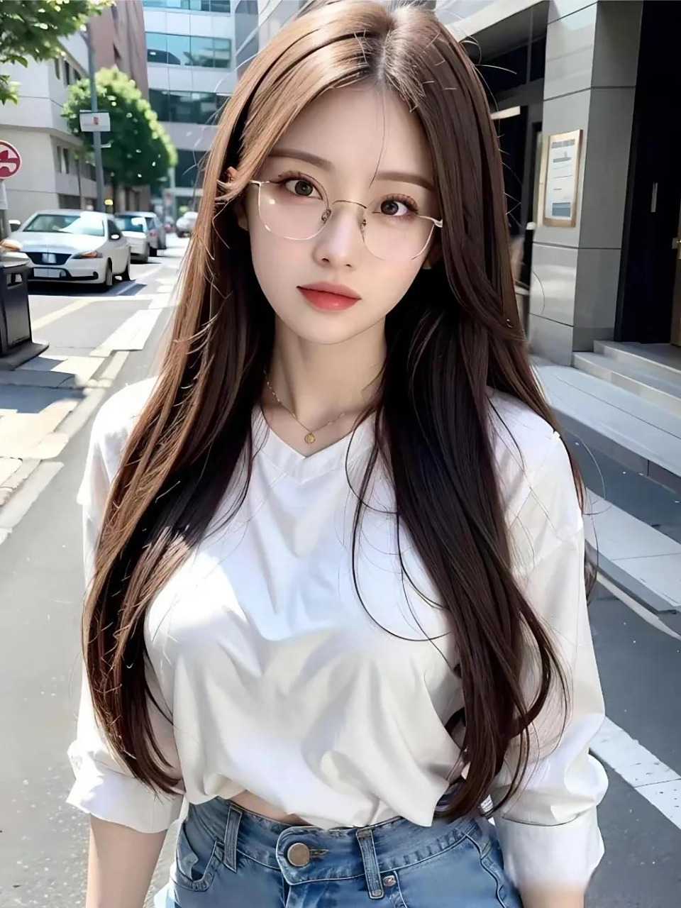 ai小姐姐纯欲金丝边眼镜