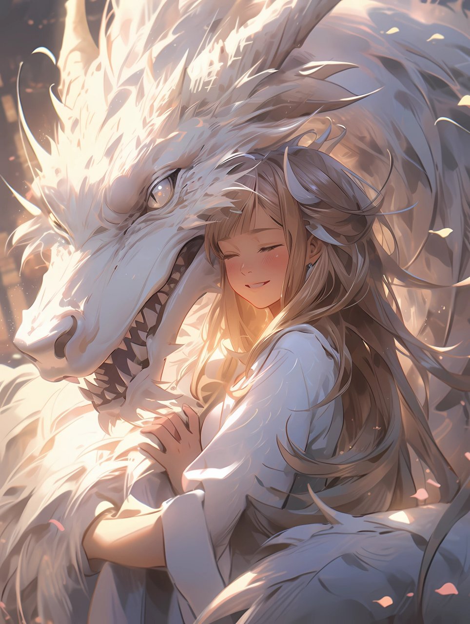 被龙守护的少女 #aigc# #midjourney# #少女心# #壁纸