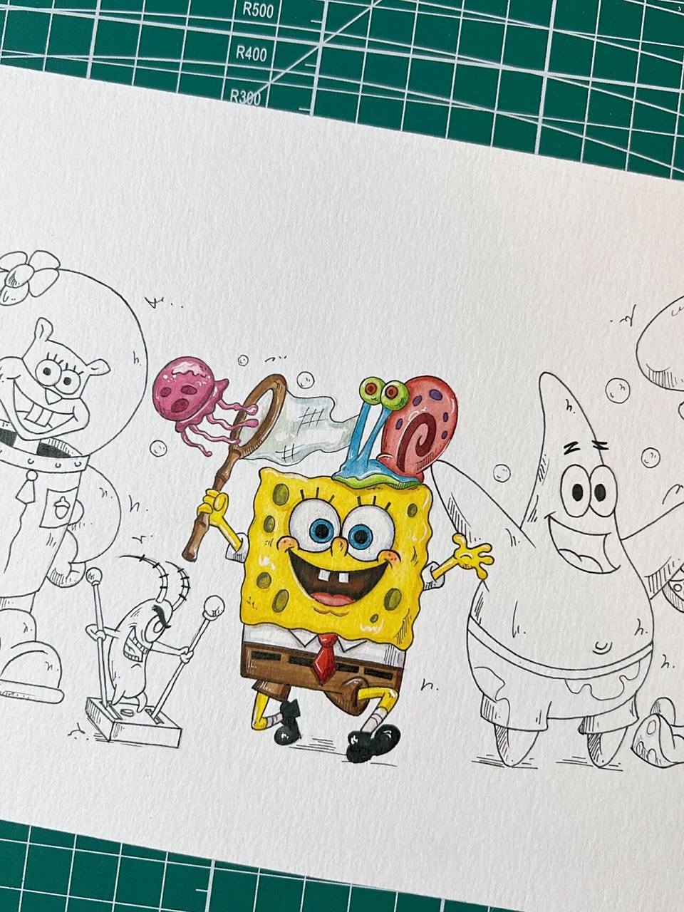 海绵宝宝全家福2(未完) 先涂色了海绵宝宝和派大星,忍不住又先发出来